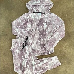 Nicole Miller Tie-Dye Burn-out Ribbed Lounge Set  Size L